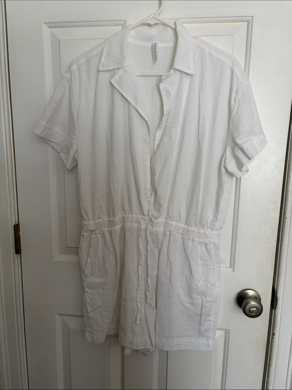 Fabletics White Textured Collared Top